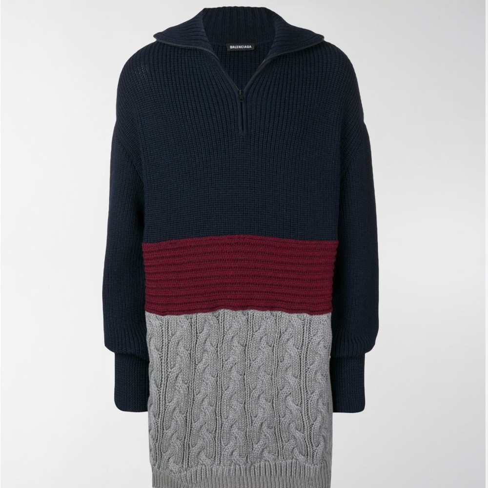 Balenciaga high neck color block wool sweater
